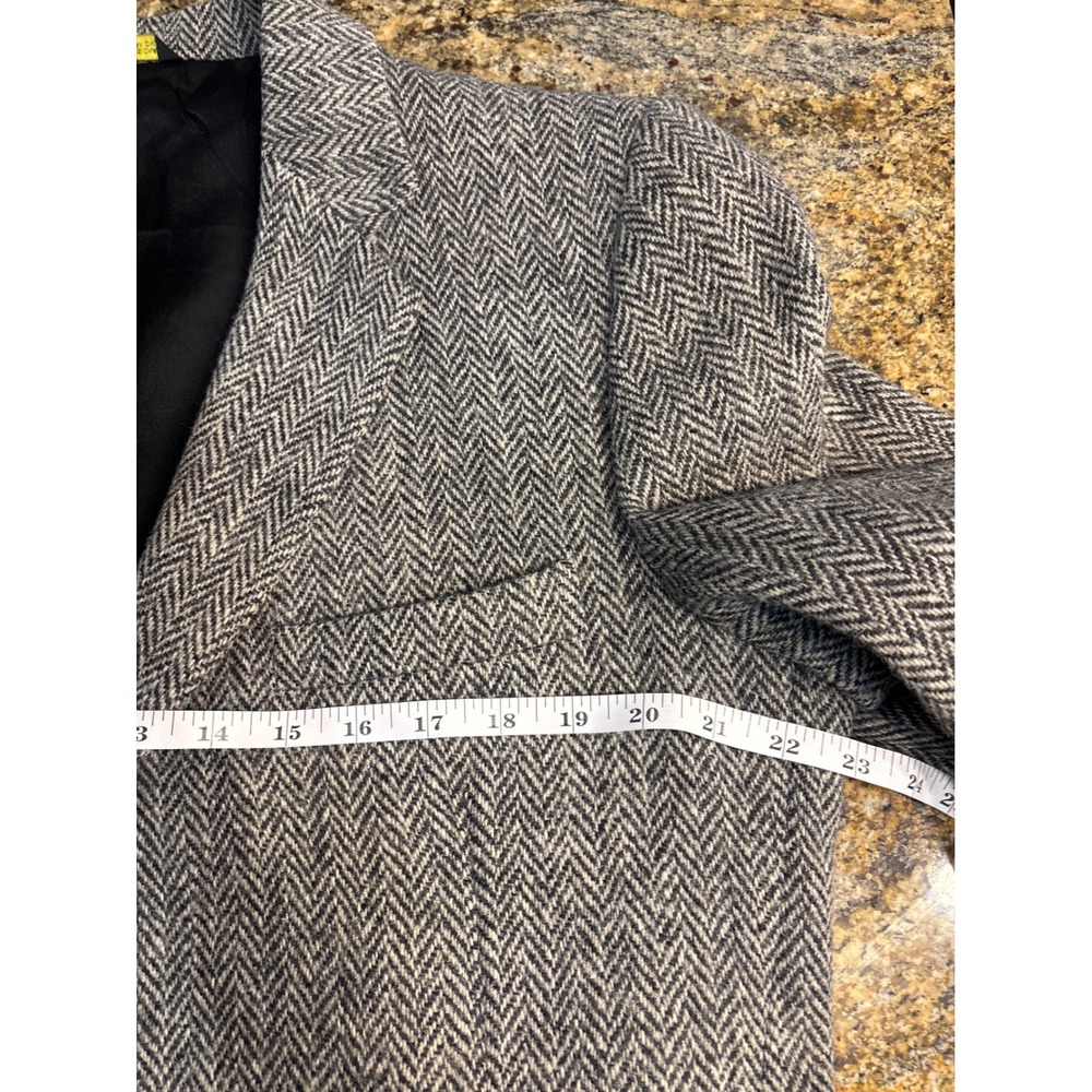 Harris Tweed Mens Grey Herringbone Wool Blazer Sport Coat Handwoven Wool 46R - Picture 4 of 10